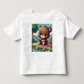 Pour Les Tous Petits T-shirt ours pêche sur le bord d'un lac 
