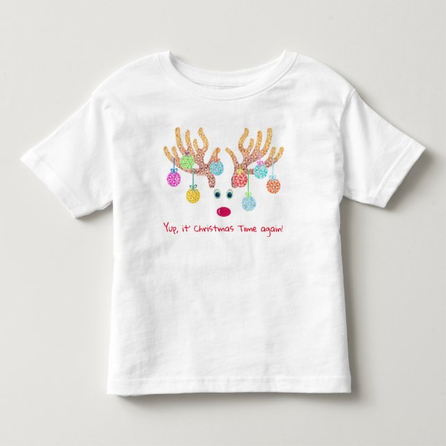 Pour Les Tous Petits T-shirt Reindeer and Ornaments Toddler (Devant)