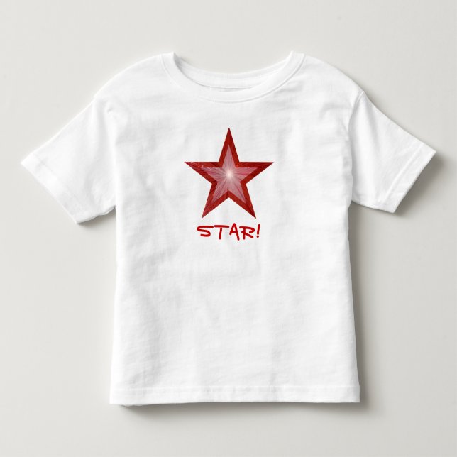 Pour Les Tous Petits T-shirt rouge étoile "STAR !" blanc (Devant)