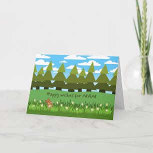 Pour Mam Anniversaire Mignonne lapin avec carte ma