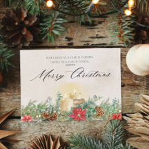 Pour nous un enfant est né Carte de Noël pliée