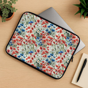 Pour Ordinateur Portable Housse d'ordinateur à fleurs sauvages aquarelle Co