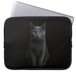 Pour Ordinateur Portable Housse d'ordinateur Luxe Noir 4, Chat Bleu Russe
