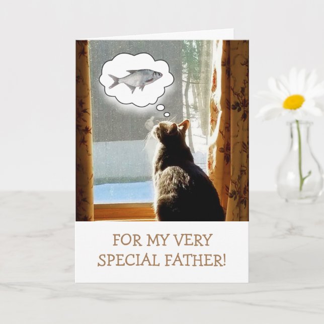 Pour Père, Chat Et Poisson Carte Anniversaire (Petite plante)