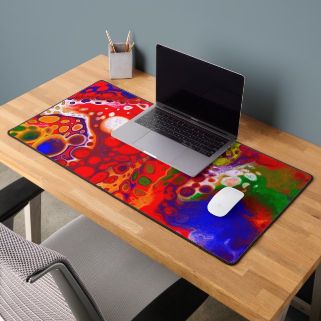 Pour Pour Art Fluid Art Rot und Blau Schreibtischunterlage (Büro 2)