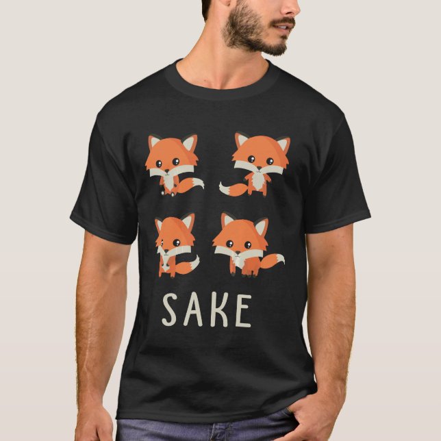 Pour quatre t-shirts de saké Fox Funny 4 renards c (Devant)