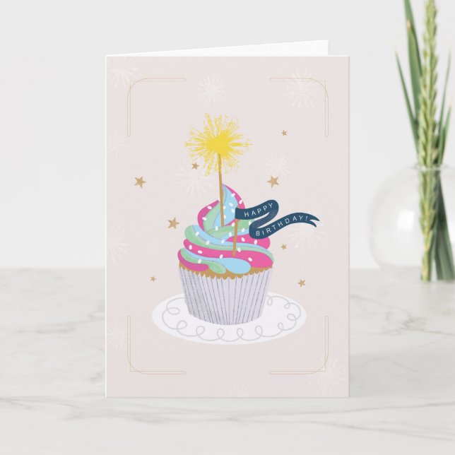 Pour Sa Carte Moderne Cupcake Anniversaire (Devant)