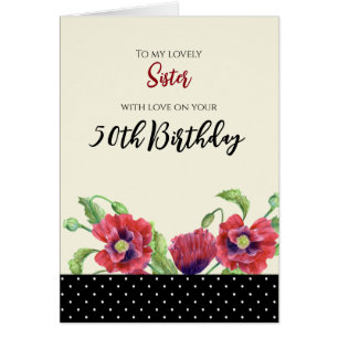 Pour Soeur à l'aquarelle d'anniversaire Poppies ro