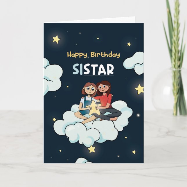 Pour Soeur Sistar Carte Anniversaire (Devant)