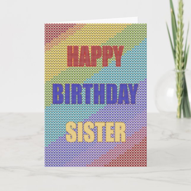 Pour soeur, une carte d'anniversaire Cross Stitday (Devant)