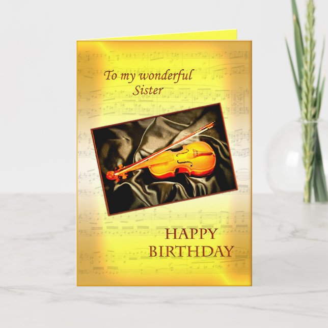 Pour soeur, une carte d'anniversaire musicale avec (Devant)
