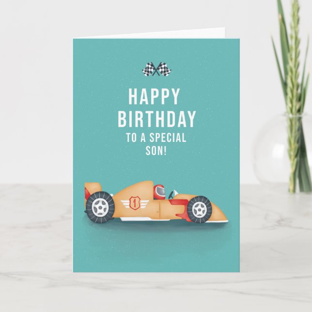 Pour Son Sporty Racing Car Carte Anniversaire (Devant)