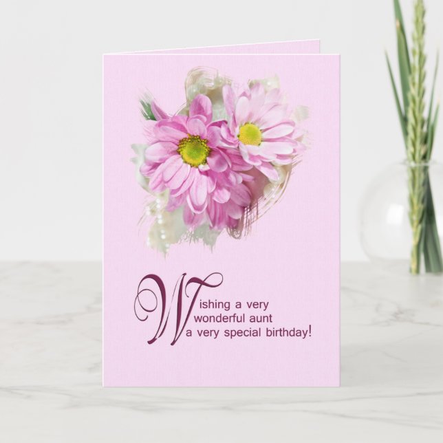 Pour tante, une carte d'anniversaire avec margueri (Devant)