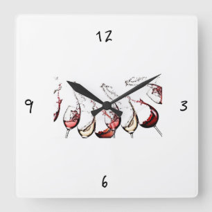 ***POUR THAT WINE*** CLOCK QUADRATISCHE WANDUHR