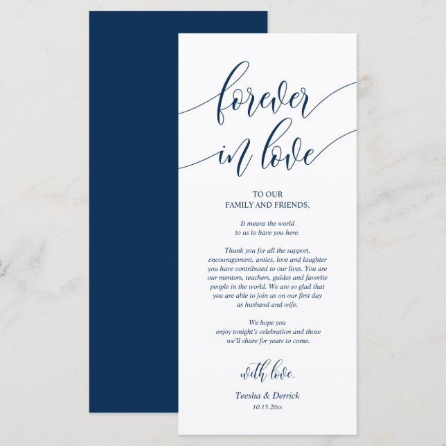 Pour toujours amoureux, Place Setting Merci Cartes (Devant / Derrière)