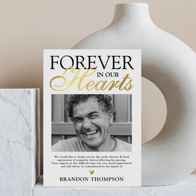 Pour toujours dans nos coeurs Carte de remerciemen (Créateur téléchargé)