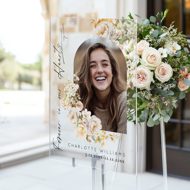 Pour toujours dans nos coeurs Floral Photo Funeral (Créateur téléchargé)