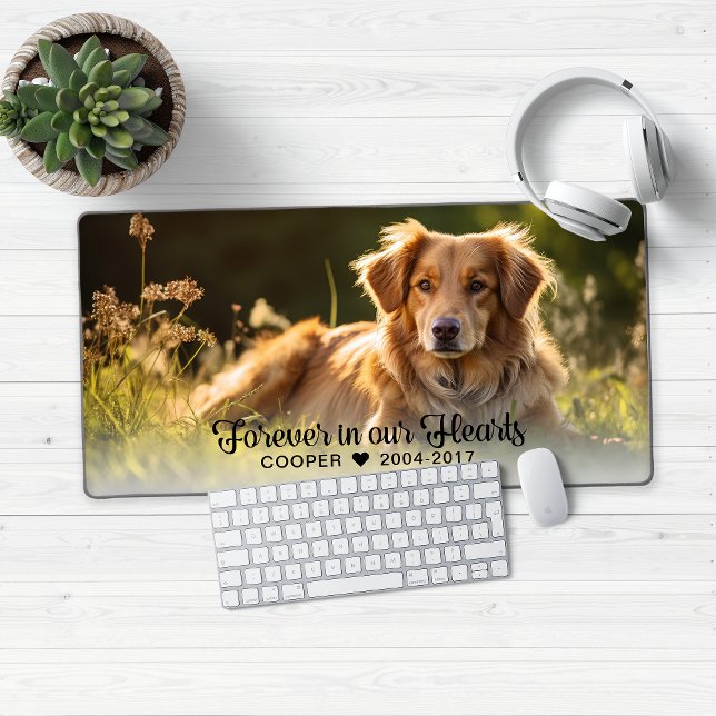 Pour toujours dans nos coeurs Photo commémorative  (Forever in our Hearts Dog Keepsake Memorial Desk Mat Mouse Pad)
