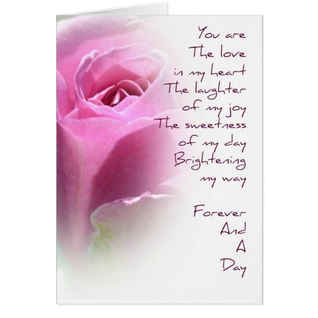Pour toujours et une carte rose de poème de jour (Devant)
