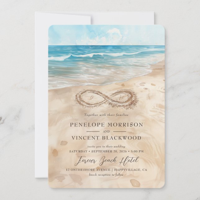 Pour toujours par Sea Beach Wedding Invitation (Devant)