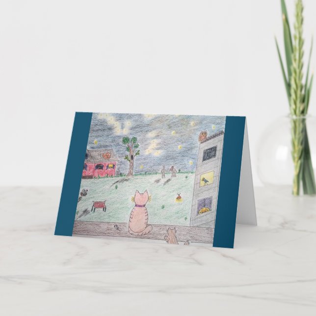 Pour tout Amoureux des chats - Carte "Starry Night (Devant)