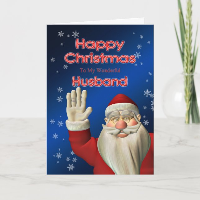 Pour votre Mari, une Père Noël agitant la carte de (Devant)