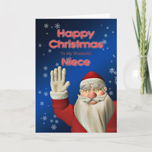 Pour votre nièce, Père Noël ondulant la carte de (Devant)