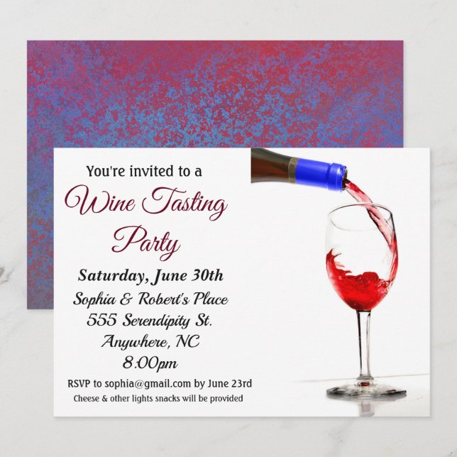 Pour Wine Degustation Party Einladung (Vorne/Hinten)