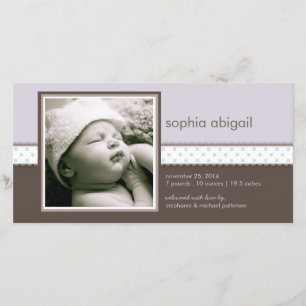 Pourpre Brown Sweet Baby Girl Faire-part de nais
