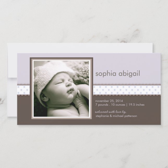 Pourpre | Brown Sweet Baby Girl Faire-part de nais (Devant)