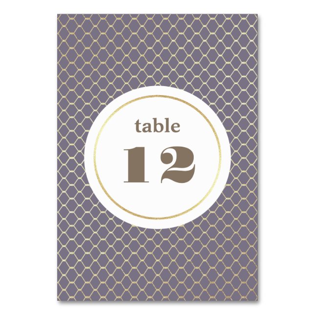 Pourpre | Cartes Numéro de table Motif Or (Par défaut)