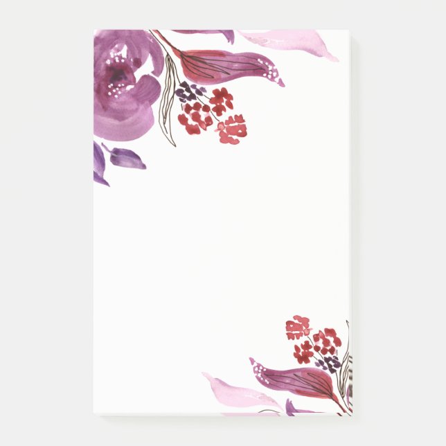 Pourpre d'aquarelle + Notes de post-it florales (Devant)