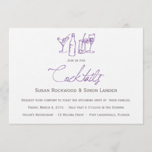 Pourpre des invitations   de cocktail de mariage