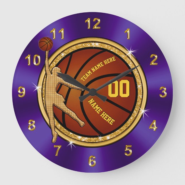 Pourpre et horloge de basket-ball d'or pour (Recto)