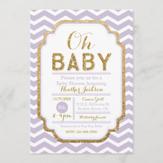 Pourpre et invitation de baby shower de fille d'or