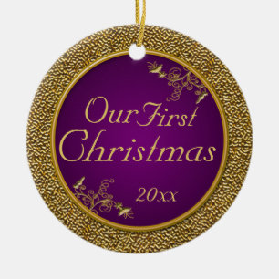 Pourpre et or ornement de "notre premier Noël"
