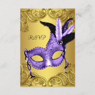 Pourpre et partie RSVP de mascarade d'or