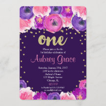 pourpre et première invitation d'anniversaire d'or