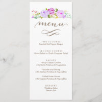 Pourpre floral de menu de mariage de roseraie