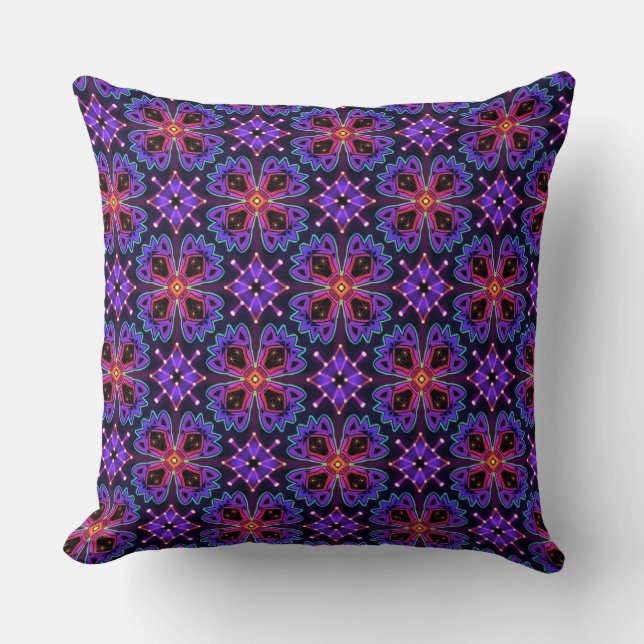 Pourpre fuchsia bleu de coussin de conception (Recto)