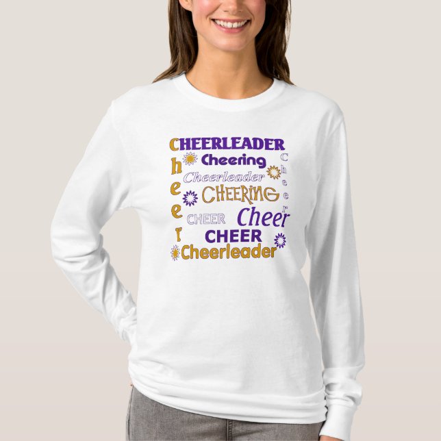 Pourpre, or, et T-shirt blanc de pom-pom girl (Devant)