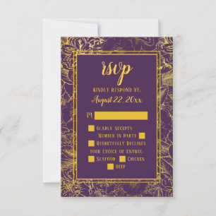 Pourpre   Rose Vintage or Floral RSVP Insertion