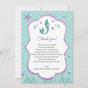 Pourpre Teal de carte de remerciements de baby
