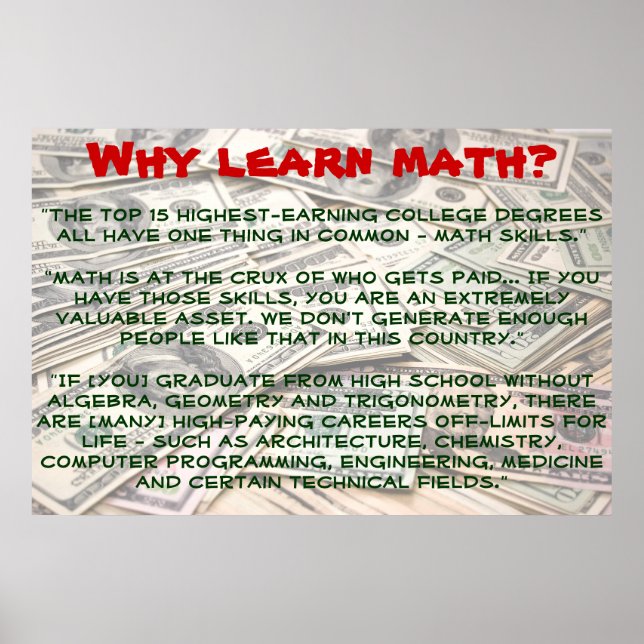 "Pourquoi apprendre les mathématiques ?" Affiche (Devant)