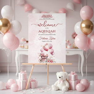 Poussette Ballon Rose Bébé Fille Musulmane Aqiqah
