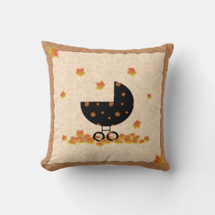 Poussette bébé d'automne Coussin de feuilles tomba