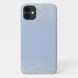 Poussière argentée et étui téléphonique bleu argen