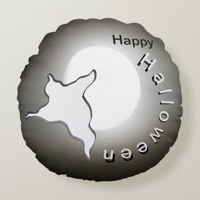 Poussière Ghost & Lune. Joyeux Coussin de ronde Ha (Devant)