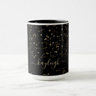 Poussière Parties scintillant d'or sur Mug Noir Pe