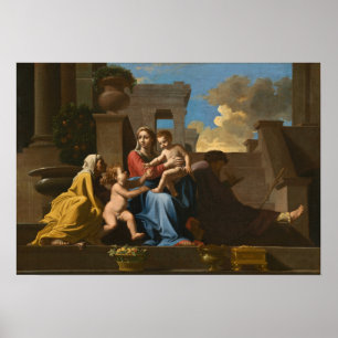 Poussin - Die Heilige Familie auf der Treppe Poster